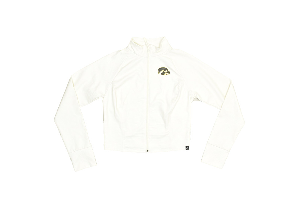 NEW Certo Women's Cropped Full Zip Ribbed Athletic Jacket Bone Size M
